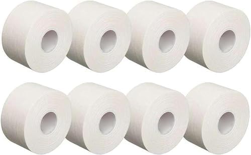 (8 Pack) White Athletic Sprorts Tape Very Strong Athletic Tape No Sticky Residue for Athletes, Sport Trainers and First Aid Injury Wrap, Suitable for Fingers Ankles Wrist