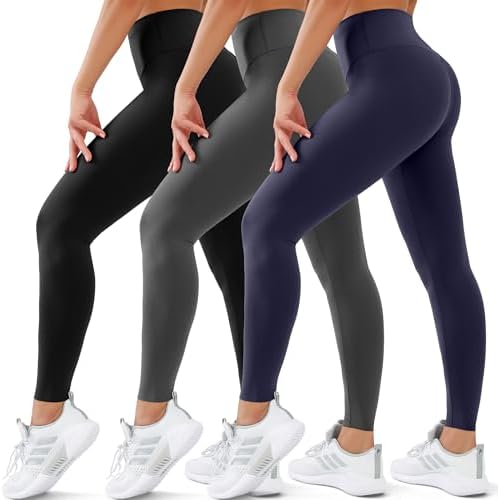 3 Pack Leggings for Women High Waisted No See-Through Tummy Control Soft Yoga Pants Womens Workout Athletic Running Leggings