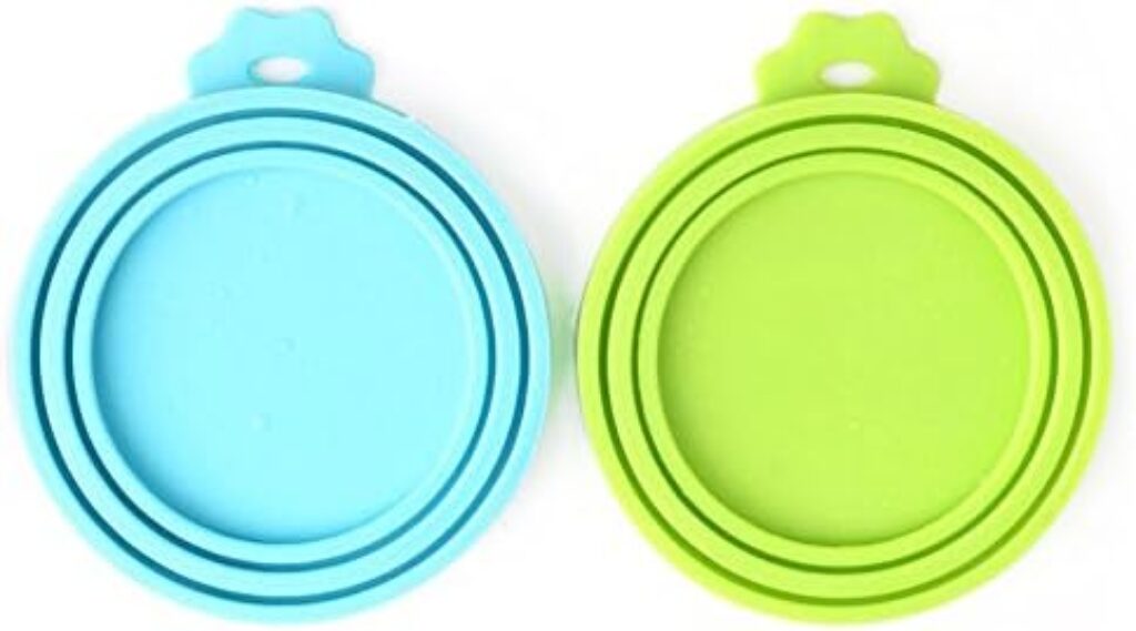 Pet Food Can Cover Silicone Can Lids for Dog and Cat Food(Universal Size,One fit 3 Standard Size Food Cans),Blue and Green